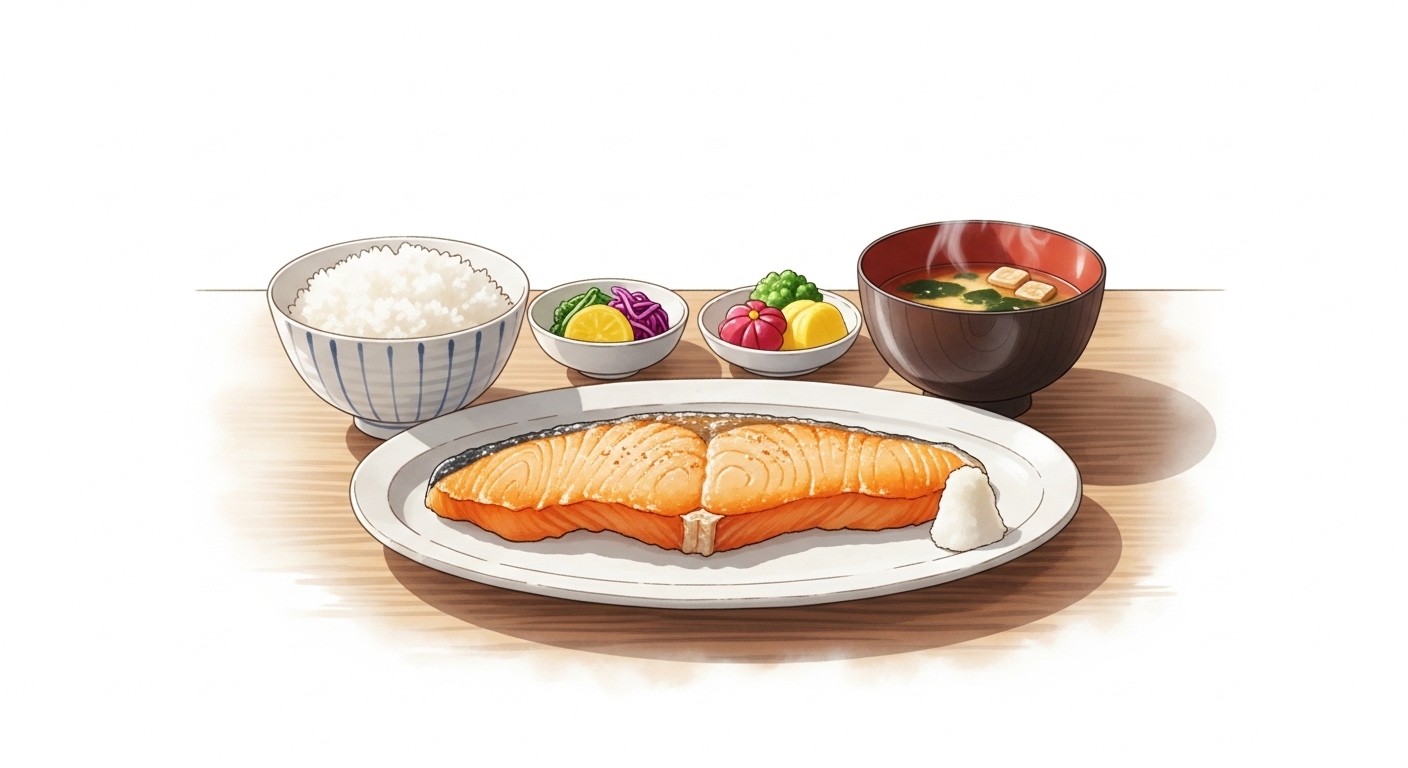 厚切り塩銀鮭　朝食 レシピ