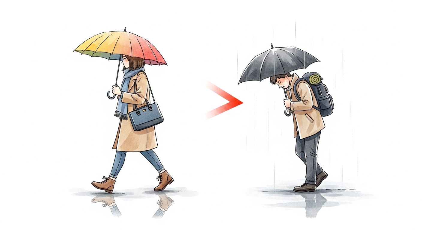 雨の日の通勤、絶望体験：僕が重い傘に「もう無理！」ってなった日